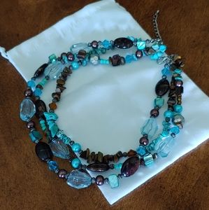 Turquoise and brown bread necklace